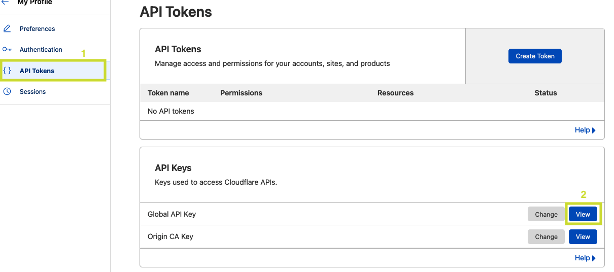 Cloudflare - view API key